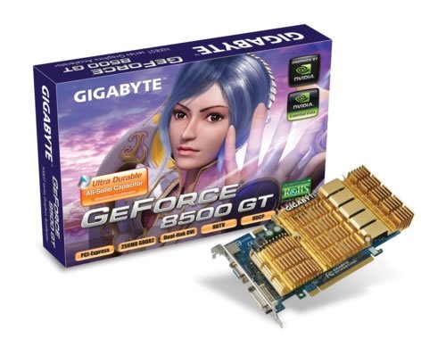 GIGABYTE GeForce 8500 GT 450Mhz PCI-E 512Mb 800Mhz 128 bit DVI TV HDCP YPrPb